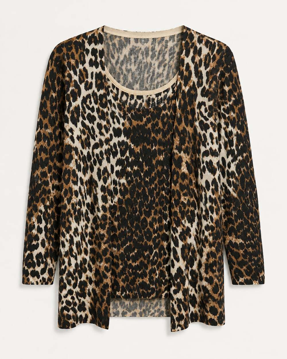 Neiman Marcus The Cashmere Collection Leopard Print Cashmere Cardigan set